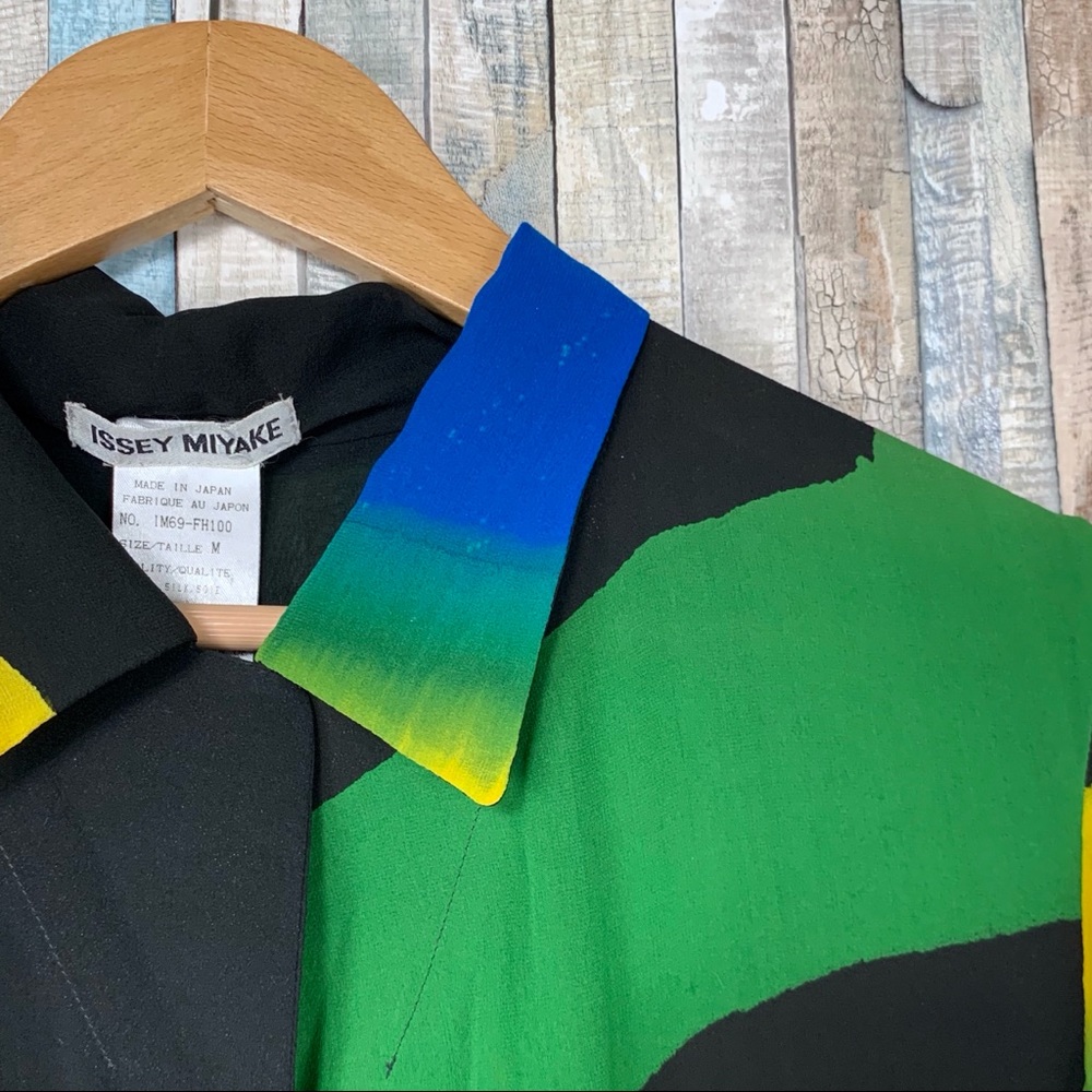 Issey Miyake M Colorful Silk Maxi Shirt Dress Rare - Picture 3 of 8